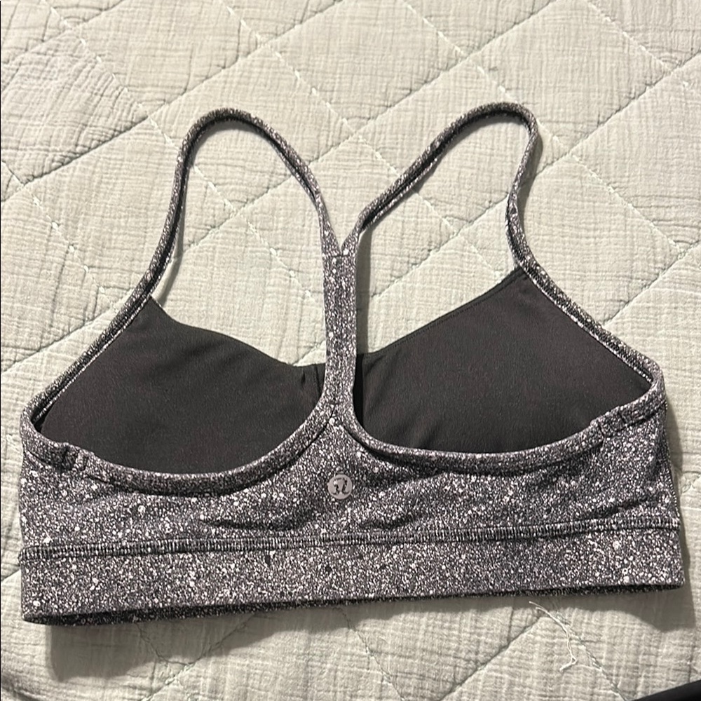 Lululemon Women's Black, Gray and White Speckled Sports Bra-size 8